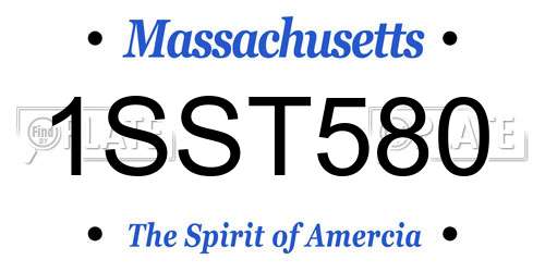1SST580 Massachusetts License Plate