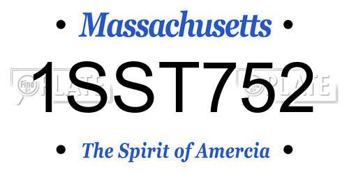 1SST752 Massachusetts License Plate