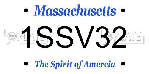 1SSV32 Massachusetts License Plate