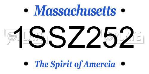 1SSZ252 Massachusetts License Plate