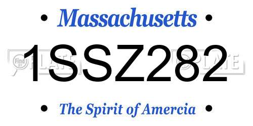 1SSZ282 Massachusetts License Plate