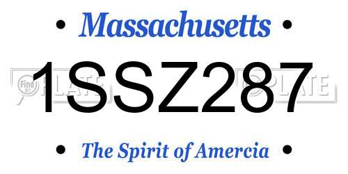 1SSZ287 Massachusetts License Plate
