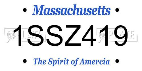 1SSZ419 Massachusetts License Plate