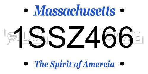 1SSZ466 Massachusetts License Plate