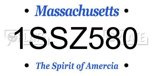 1SSZ580 Massachusetts License Plate