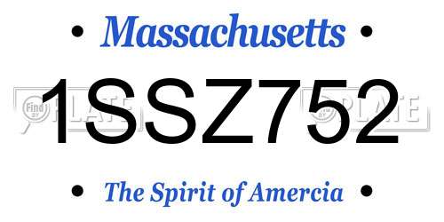1SSZ752 Massachusetts License Plate