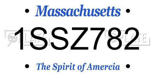 1SSZ782 Massachusetts License Plate