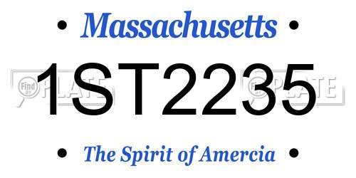 1ST2235 Massachusetts License Plate