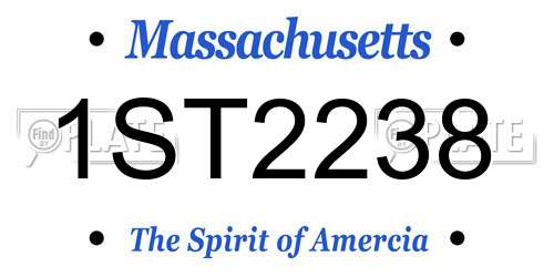 1ST2238 Massachusetts License Plate
