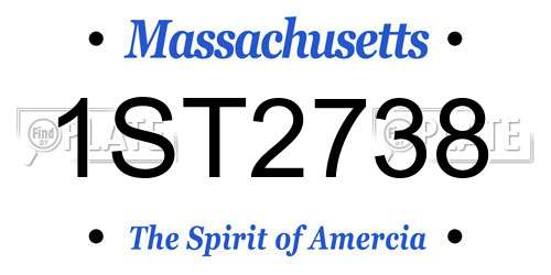 1ST2738 Massachusetts License Plate