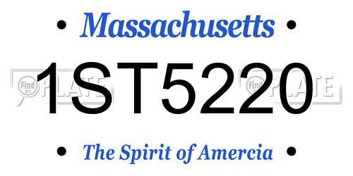 1ST5220 Massachusetts License Plate