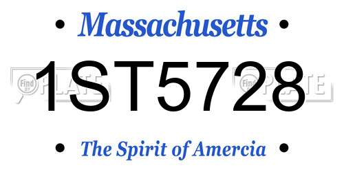 1ST5728 Massachusetts License Plate