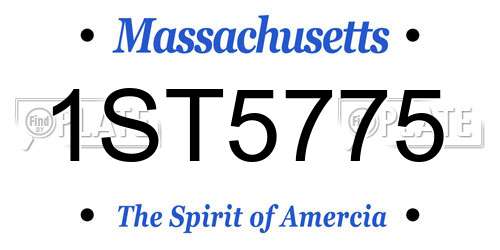 1ST5775 Massachusetts License Plate