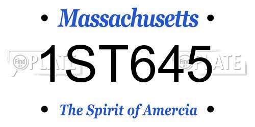 1ST645 Massachusetts License Plate
