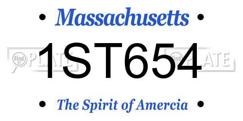 1ST654 Massachusetts License Plate