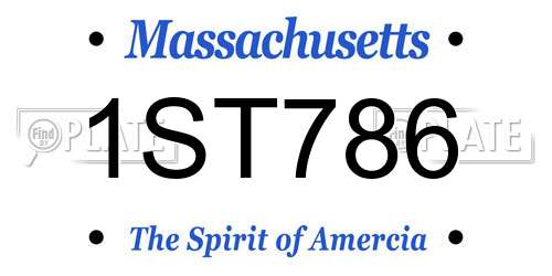 1ST786 Massachusetts License Plate