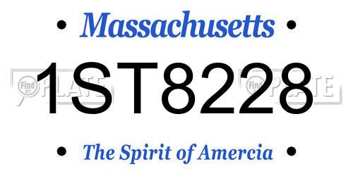 1ST8228 Massachusetts License Plate