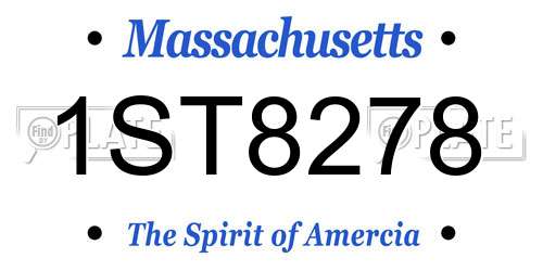 1ST8278 Massachusetts License Plate