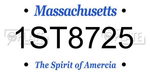1ST8725 Massachusetts License Plate