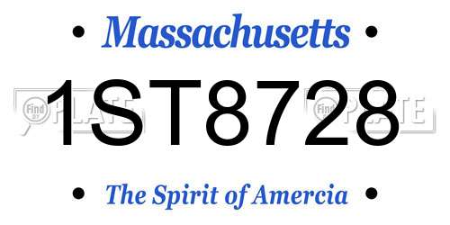 1ST8728 Massachusetts License Plate