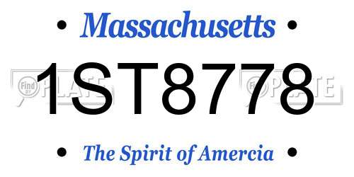 1ST8778 Massachusetts License Plate
