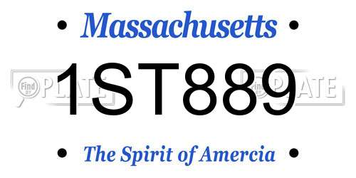 1ST889 Massachusetts License Plate