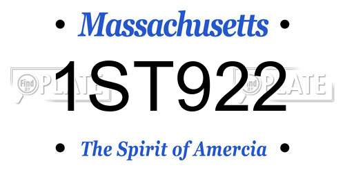 1ST922 Massachusetts License Plate