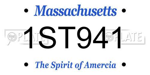 1ST941 Massachusetts License Plate
