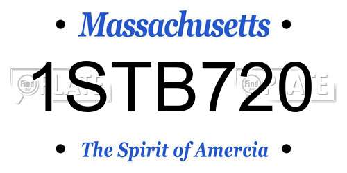 1STB720 Massachusetts License Plate