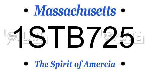 1STB725 Massachusetts License Plate