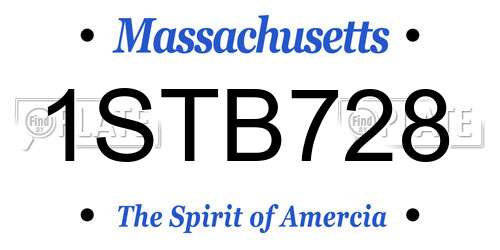 1STB728 Massachusetts License Plate