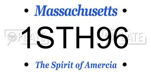 1STH96 Massachusetts License Plate