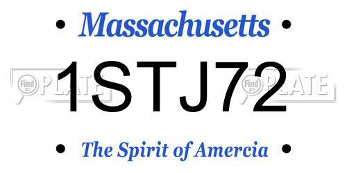 1STJ72 Massachusetts License Plate