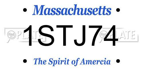 1STJ74 Massachusetts License Plate