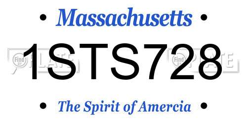 1STS728 Massachusetts License Plate