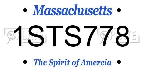 1STS778 Massachusetts License Plate