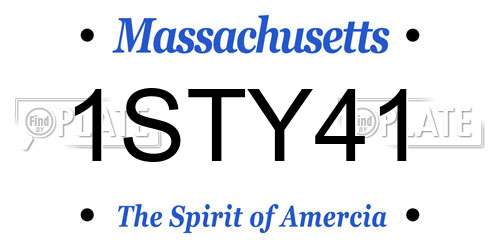 1STY41 Massachusetts License Plate