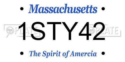1STY42 Massachusetts License Plate