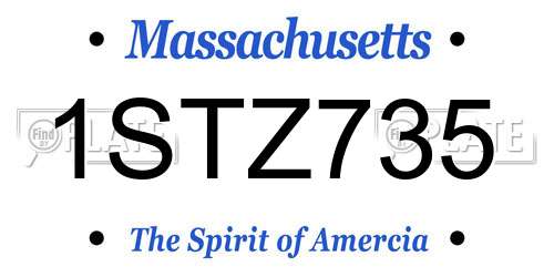 1STZ735 Massachusetts License Plate