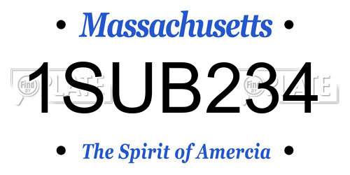 1SUB234 Massachusetts License Plate
