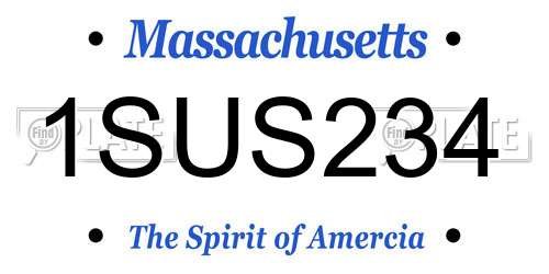 1SUS234 Massachusetts License Plate
