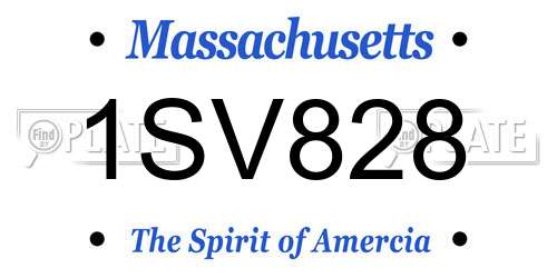 1SV828 Massachusetts License Plate