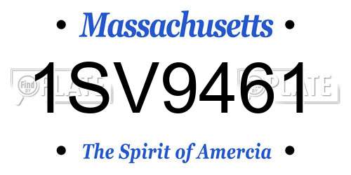 1SV9461 Massachusetts License Plate