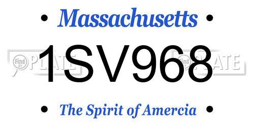 1SV968 Massachusetts License Plate