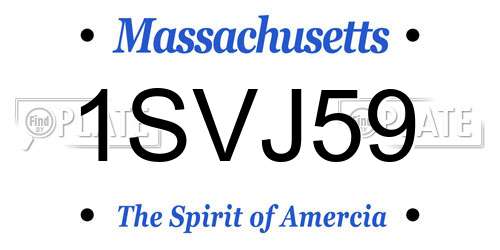 1SVJ59 Massachusetts License Plate