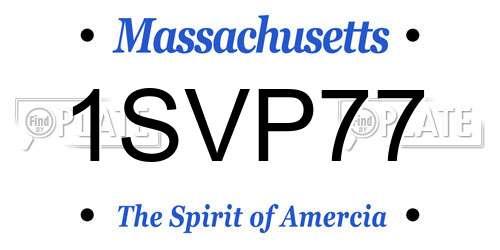 1SVP77 Massachusetts License Plate