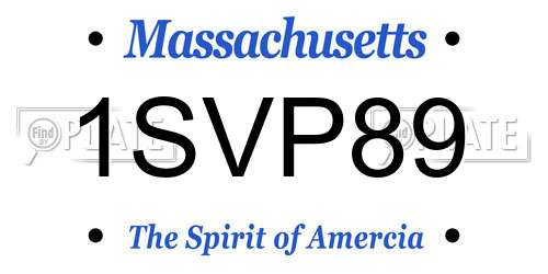 1SVP89 Massachusetts License Plate