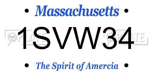 1SVW34 Massachusetts License Plate