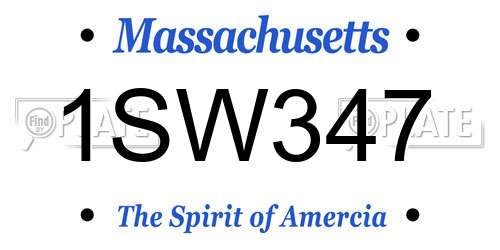 1SW347 Massachusetts License Plate