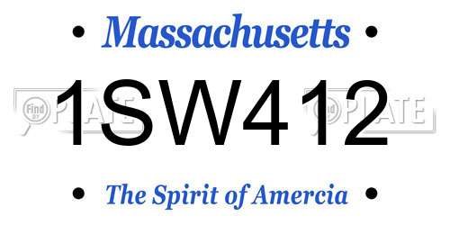 1SW412 Massachusetts License Plate